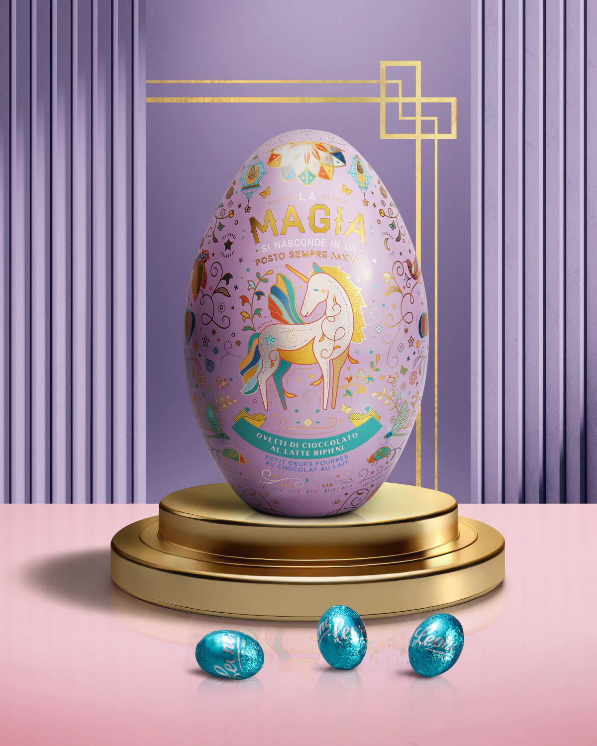 LEONE UOVO DI LATTA CON OVETTI DI CIOCCOLATO AL LATTE 150gr