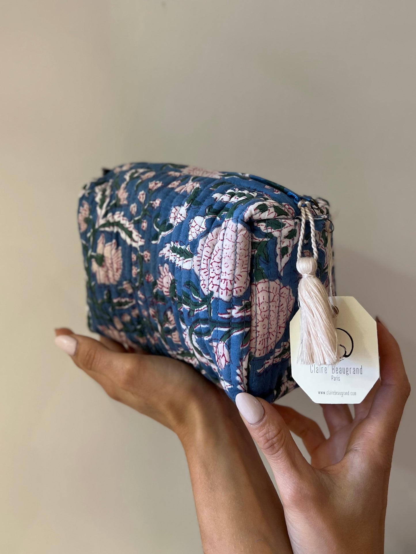 TROUSSE DE TOILETTE EN COTON - “BLUE”