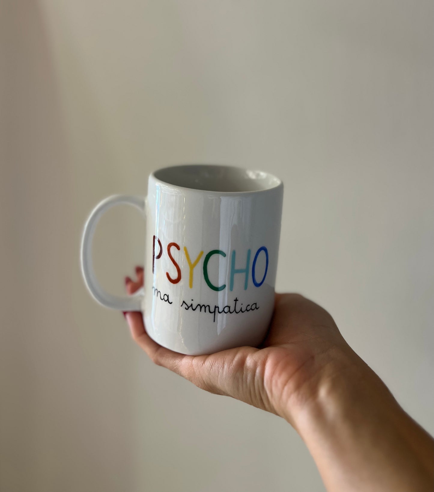"PSYCHO MA SIMPATICA" MUG CERAMICA DIPINTA A MANO