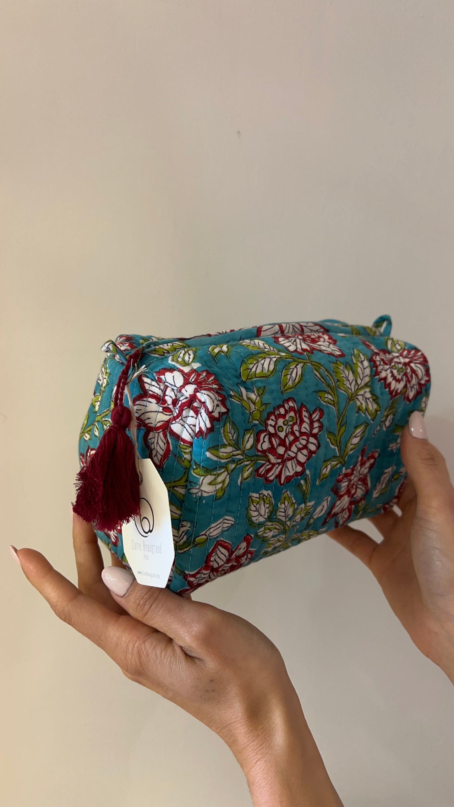 TROUSSE DE TOILETTE EN COTON - “LIGHT BLUE”