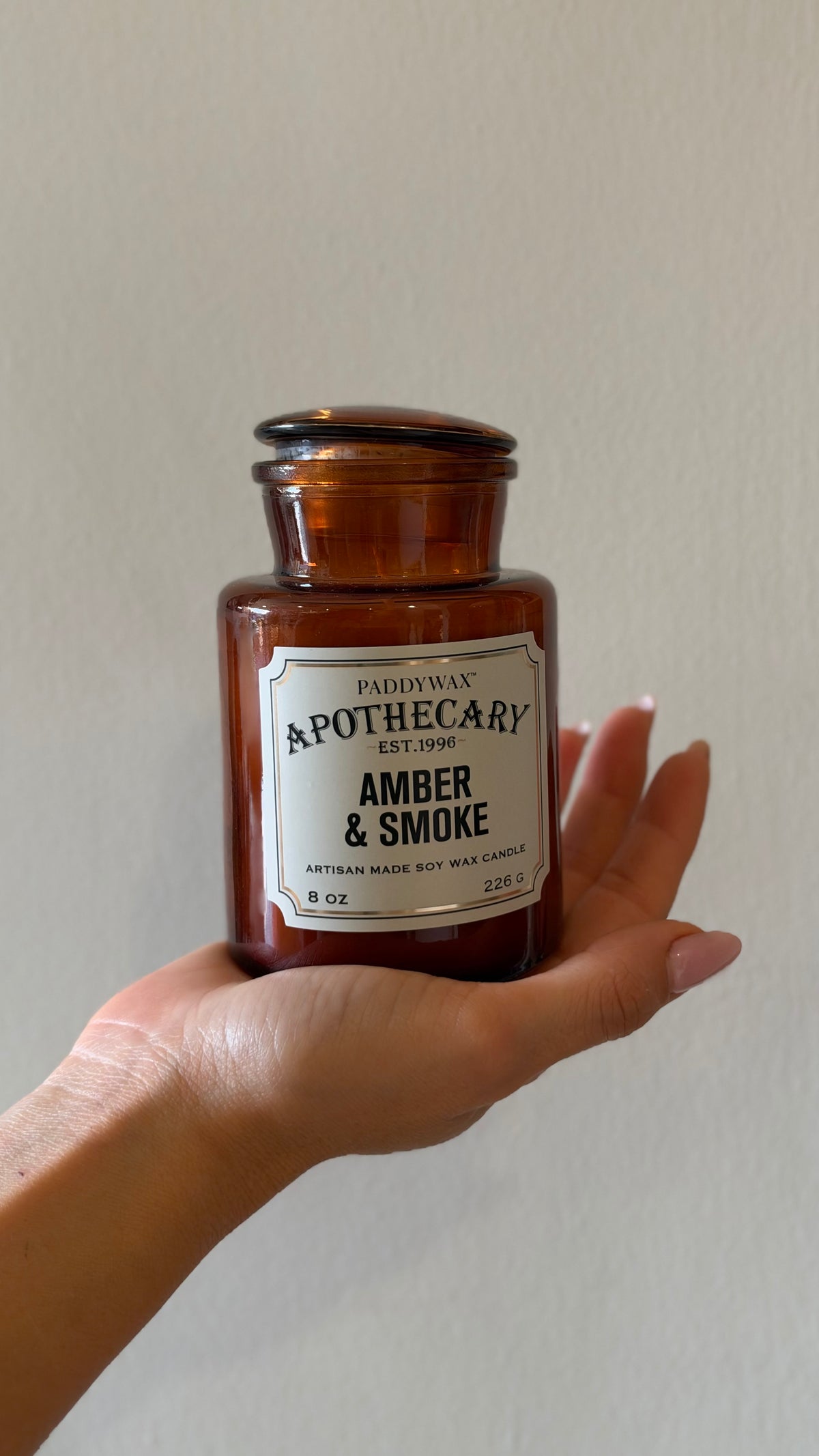 APOTHECARY GLASS CANDLE Amber & Smoke 225gr
