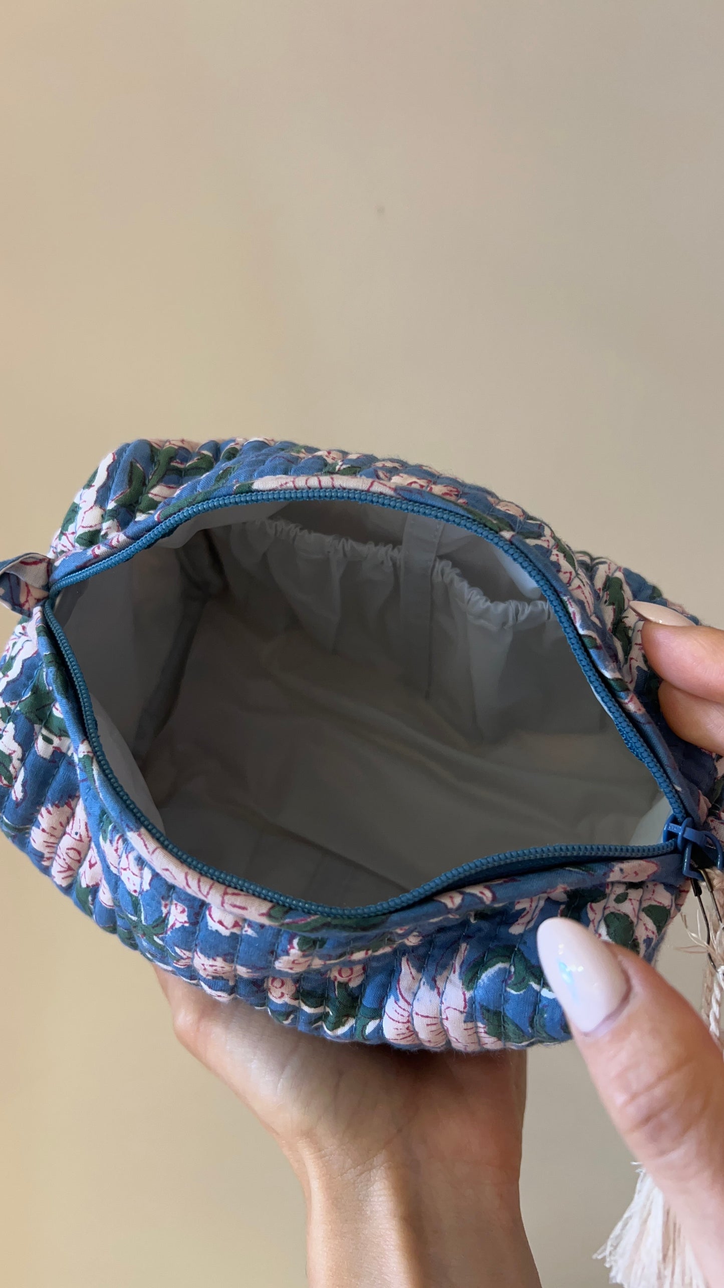 TROUSSE DE TOILETTE EN COTON - “BLUE”