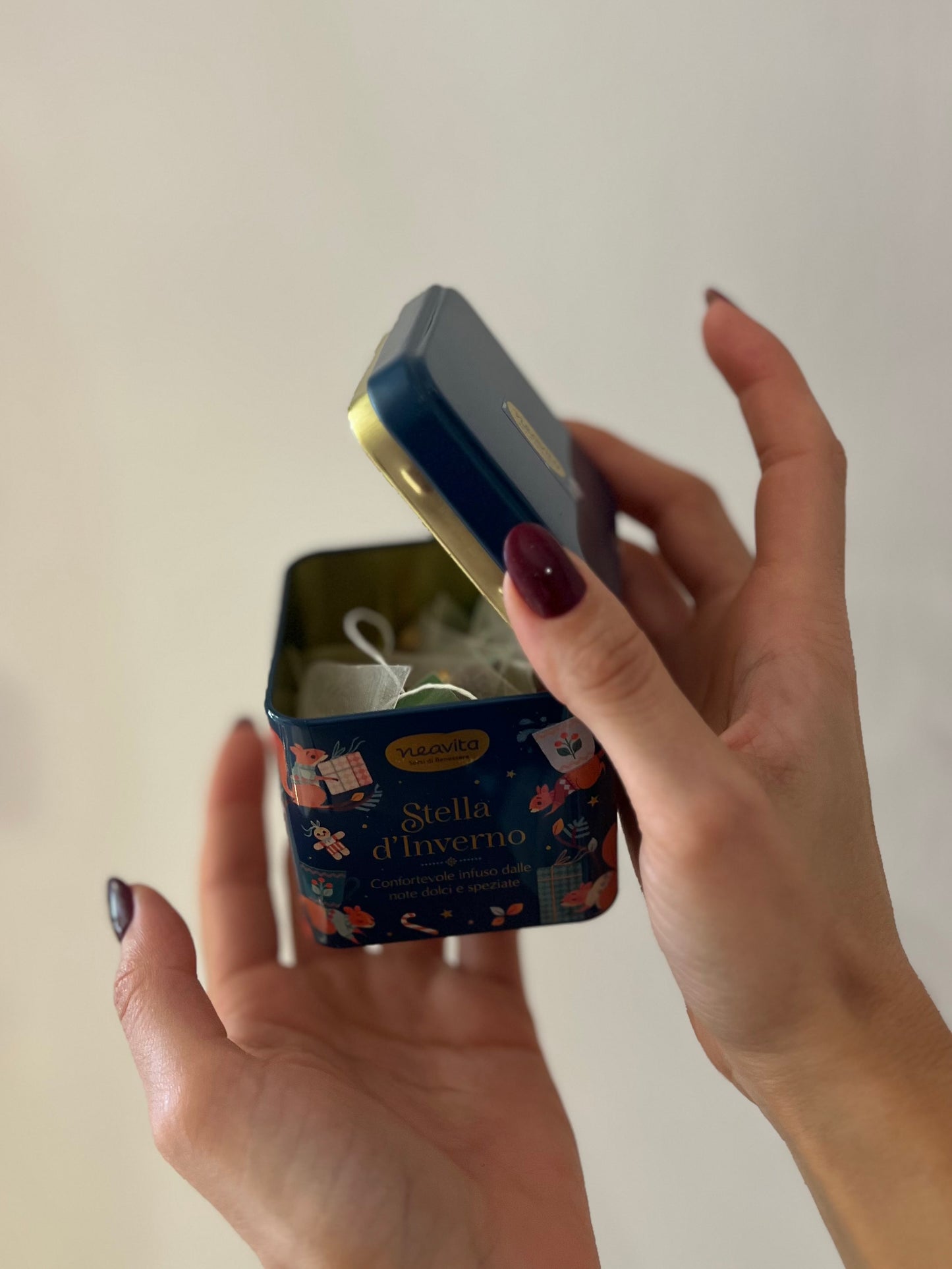 BARATTOLINO CADDY BLU CON INFUSO "STELLA D'INVERNO"