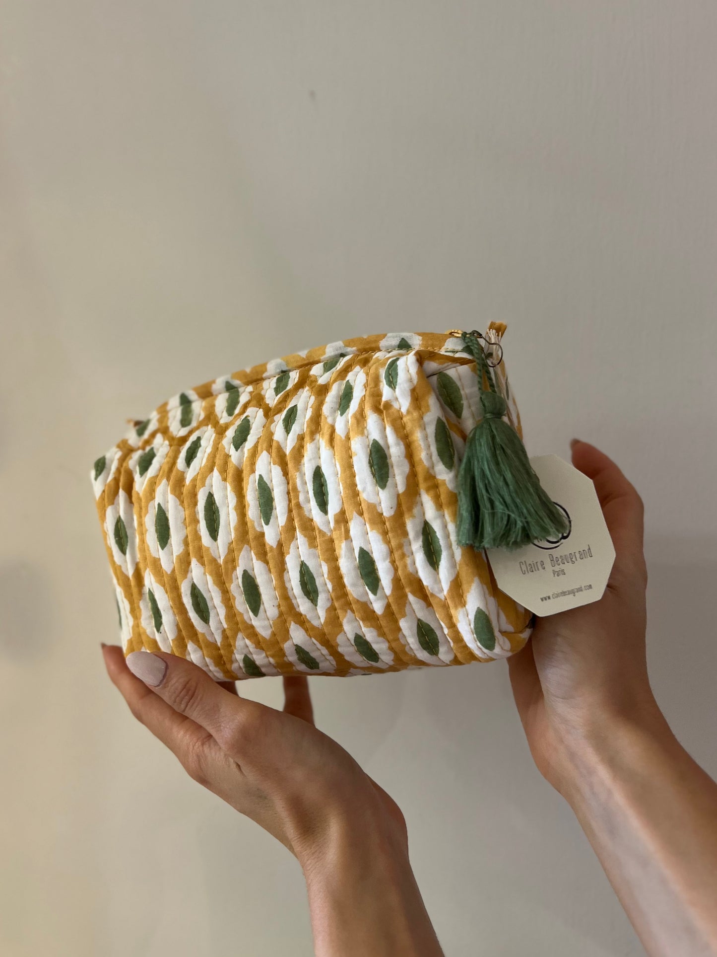 TROUSSE DE TOILETTE EN COTON - “GREEN YELLOW”