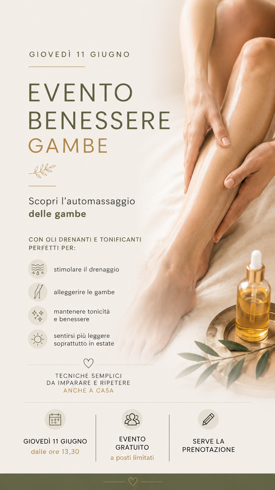 PRENOTAZIONE EVENTO AUTOMASSAGGIO GAMBE 11 Giugno