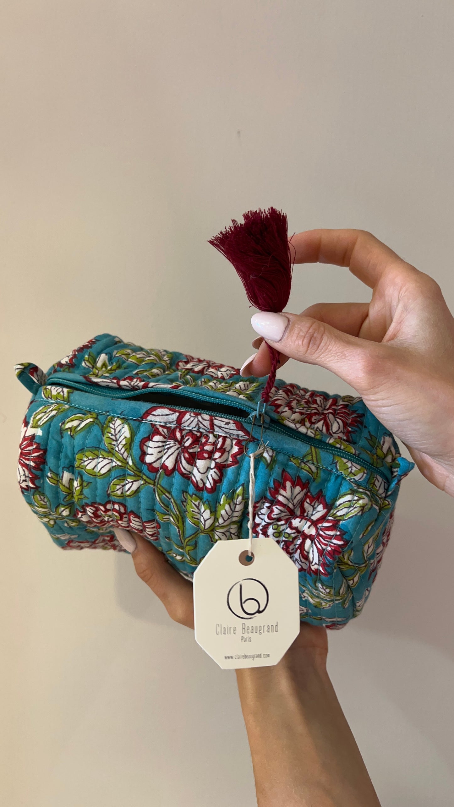 TROUSSE DE TOILETTE EN COTON - “LIGHT BLUE”