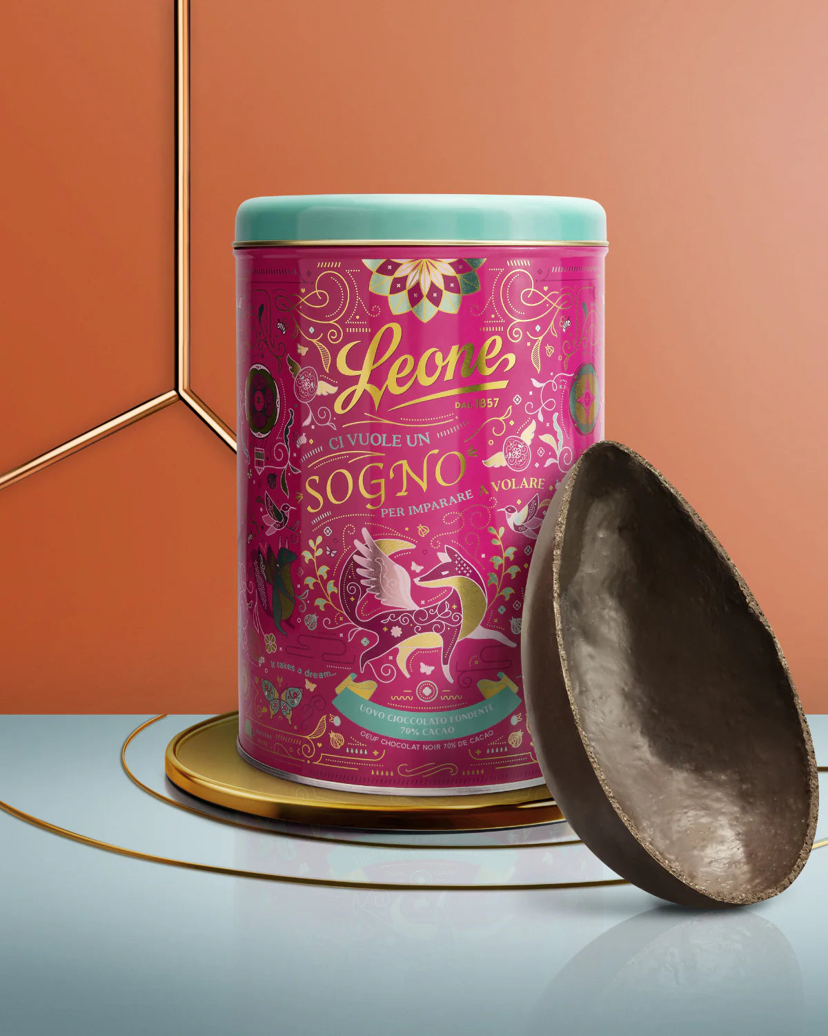 LEONE UOVO CIOCCOLATO FONDENTE 70% vegan 300gr con sorpresa