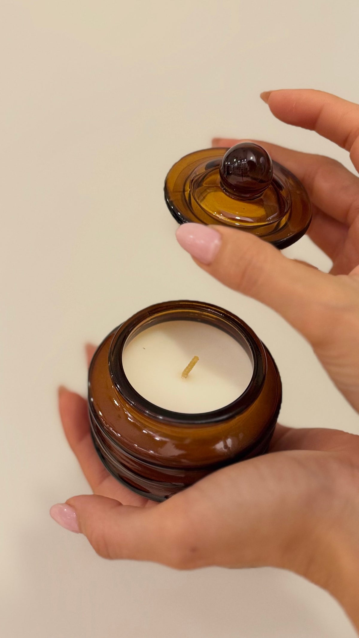 BEAM GLASS CANDLE, Amber - Persimmon Chestnut