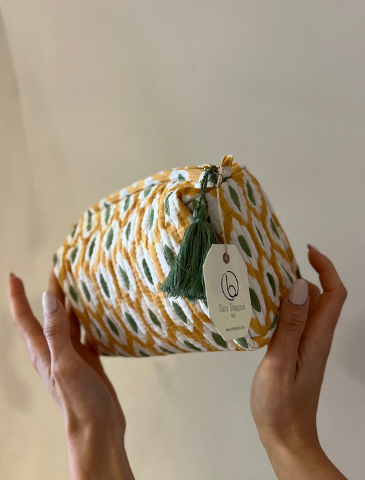 TROUSSE DE TOILETTE EN COTON - “GREEN YELLOW”