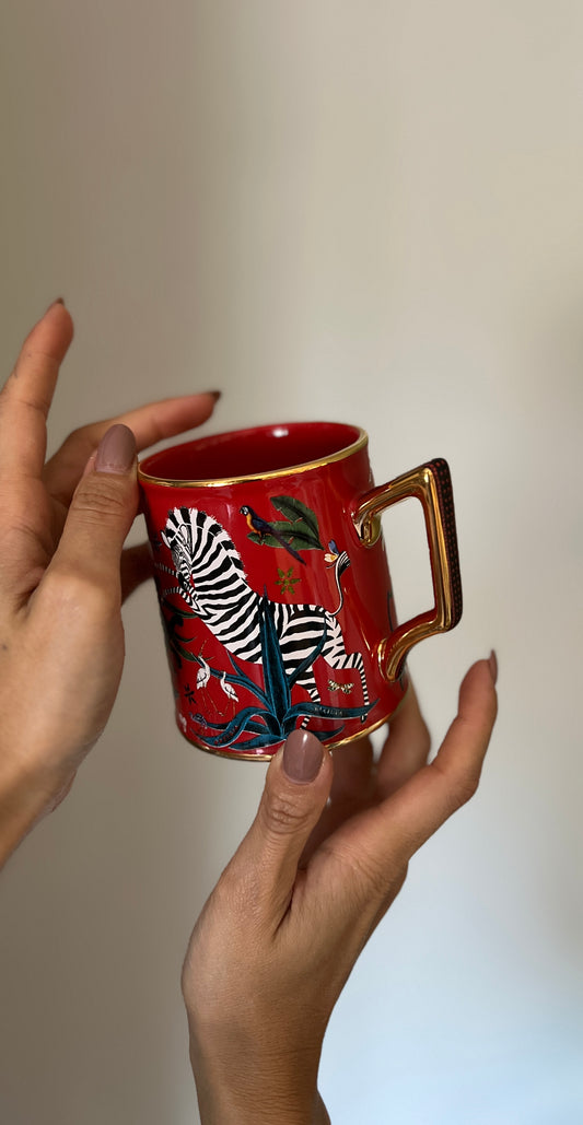 TAZZA CERAMICA JUNGLE CORALLO
