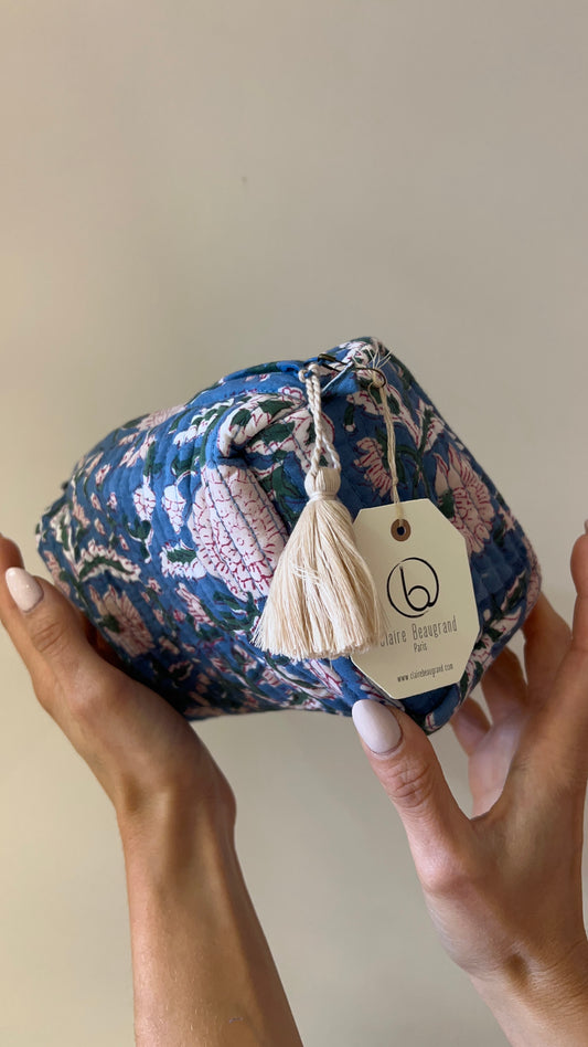 TROUSSE DE TOILETTE EN COTON - “BLUE”
