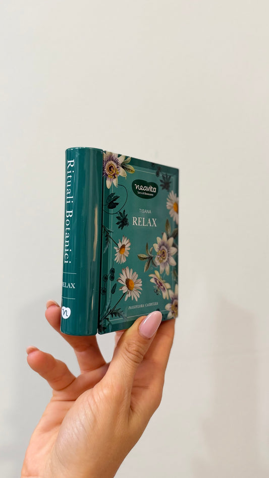 MINI LIBRO RITUALI BOTANICI, Infuso Relax, 5 filtroscrigno