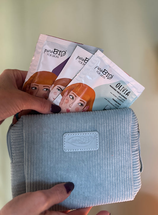 BEAUTY BAG CON MASCHERE VISO PELLE MISTA/GRASSA