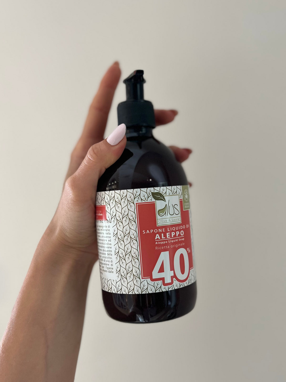 SAPONE LIQUIDO DI ALEPPO 40% ricetta originale