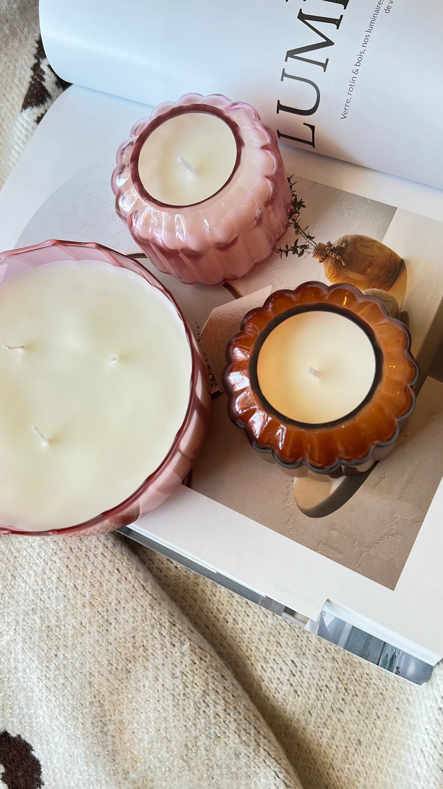 RIPPLE GLASS CANDLE - DESERT PEACH 340 gr