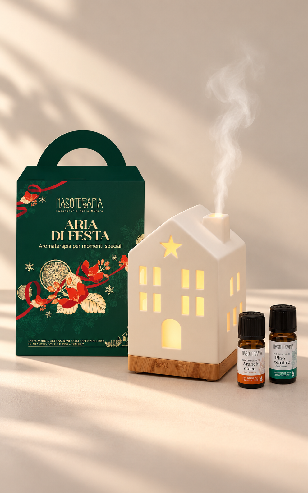 LAMPADA DIFFUSORE A ULTRASUONI, Dolce casa, set con due oli essenziali