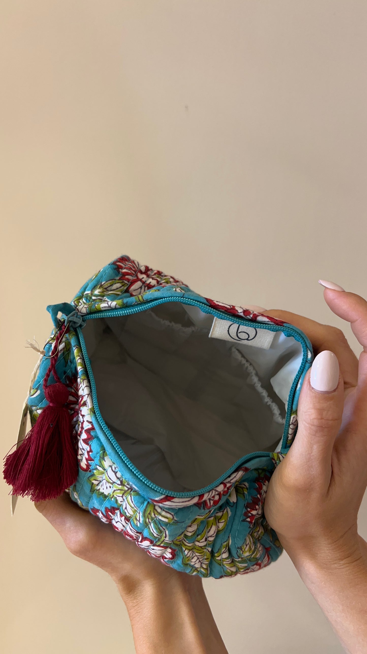 TROUSSE DE TOILETTE EN COTON - “LIGHT BLUE”