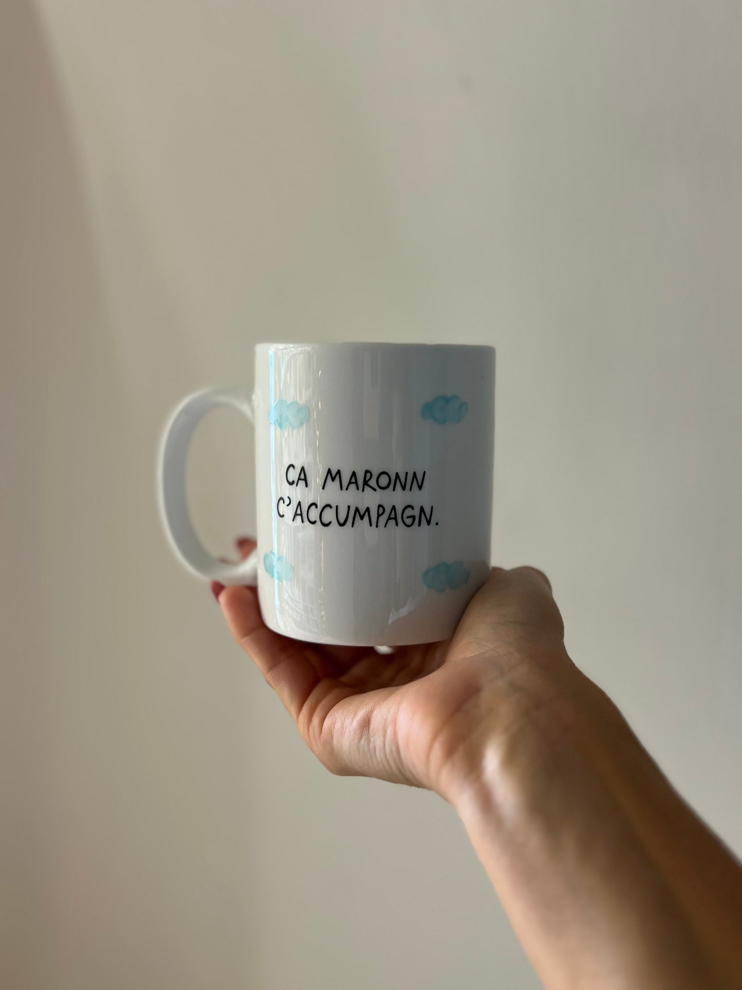 "CA MARONN C'ACCUMPAGN" MUG CERAMICA DIPINTA A AMANO