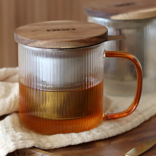 INFUSIERA "KARL" VETRO RAFFINATO TRASPARENTE E MANCICO AMBRA 300ML