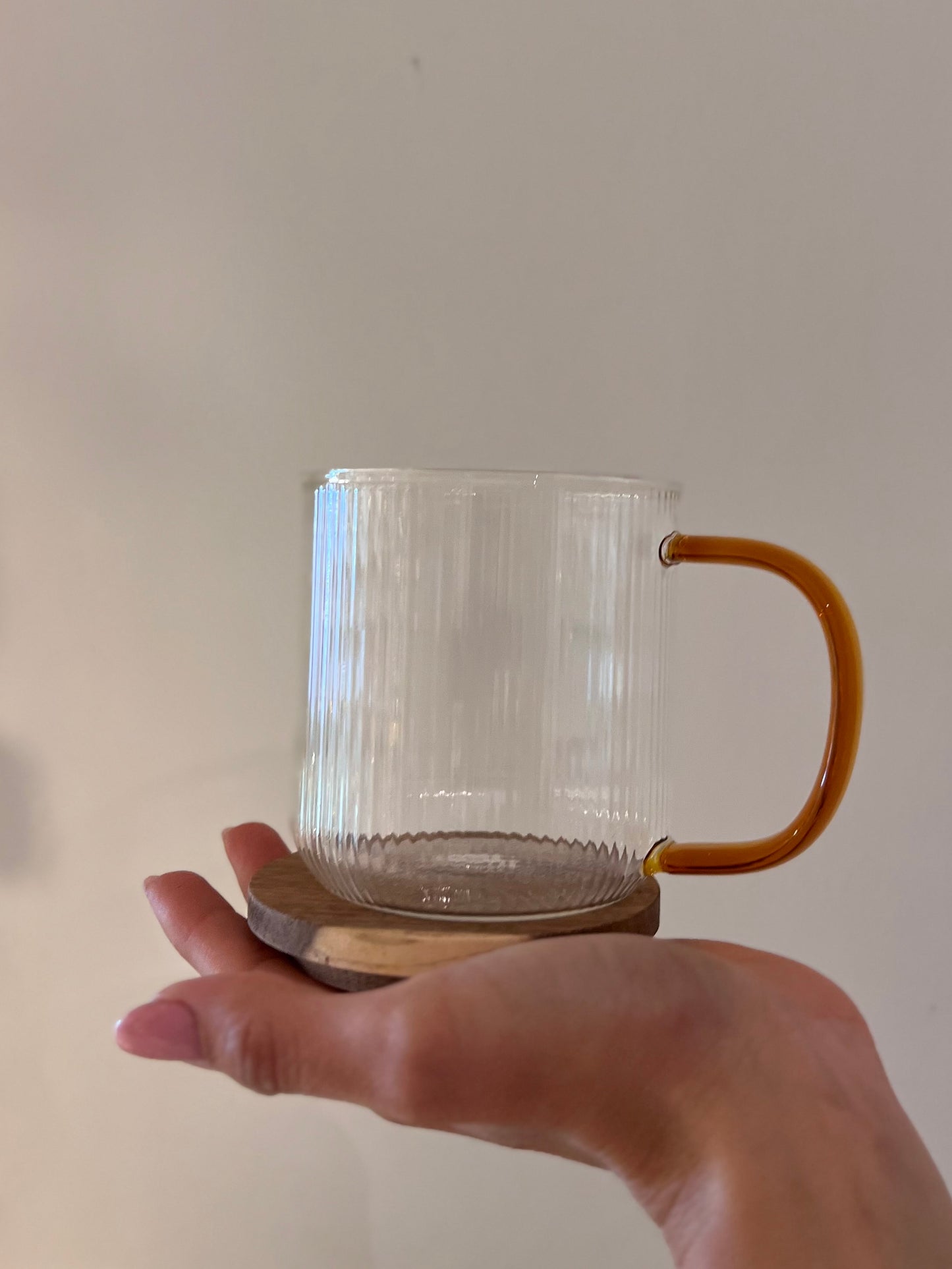 INFUSIERA "KARL" VETRO RAFFINATO TRASPARENTE E MANCICO AMBRA 300ML