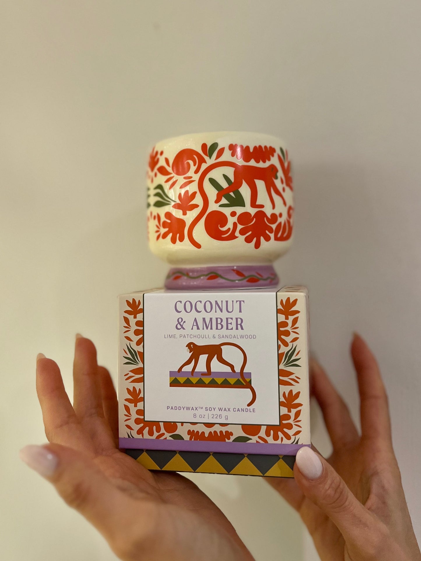 JUNGLE CERAMIC CANDLE-Coconut & Amber 225g