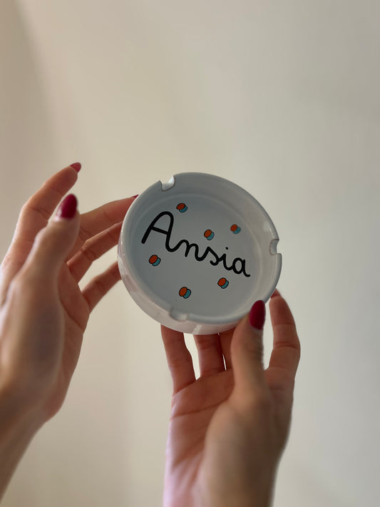 "ANSIA" POSACENERE IN CERAMICA DIPINTO A MANO