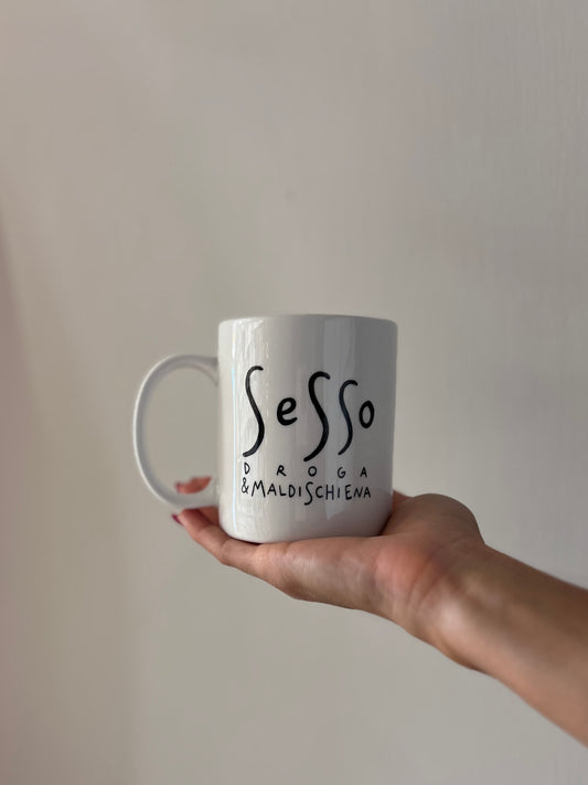 "SESSO DROGA & MAL DI SCHIENA" MUG CERAMICA DIPINTA A MANO