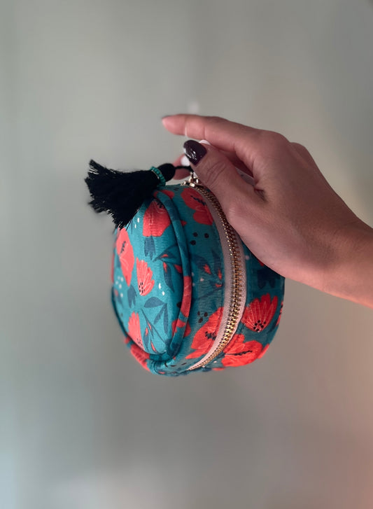 POCHETTE VELLUTO TONDA EMERALD CORAL