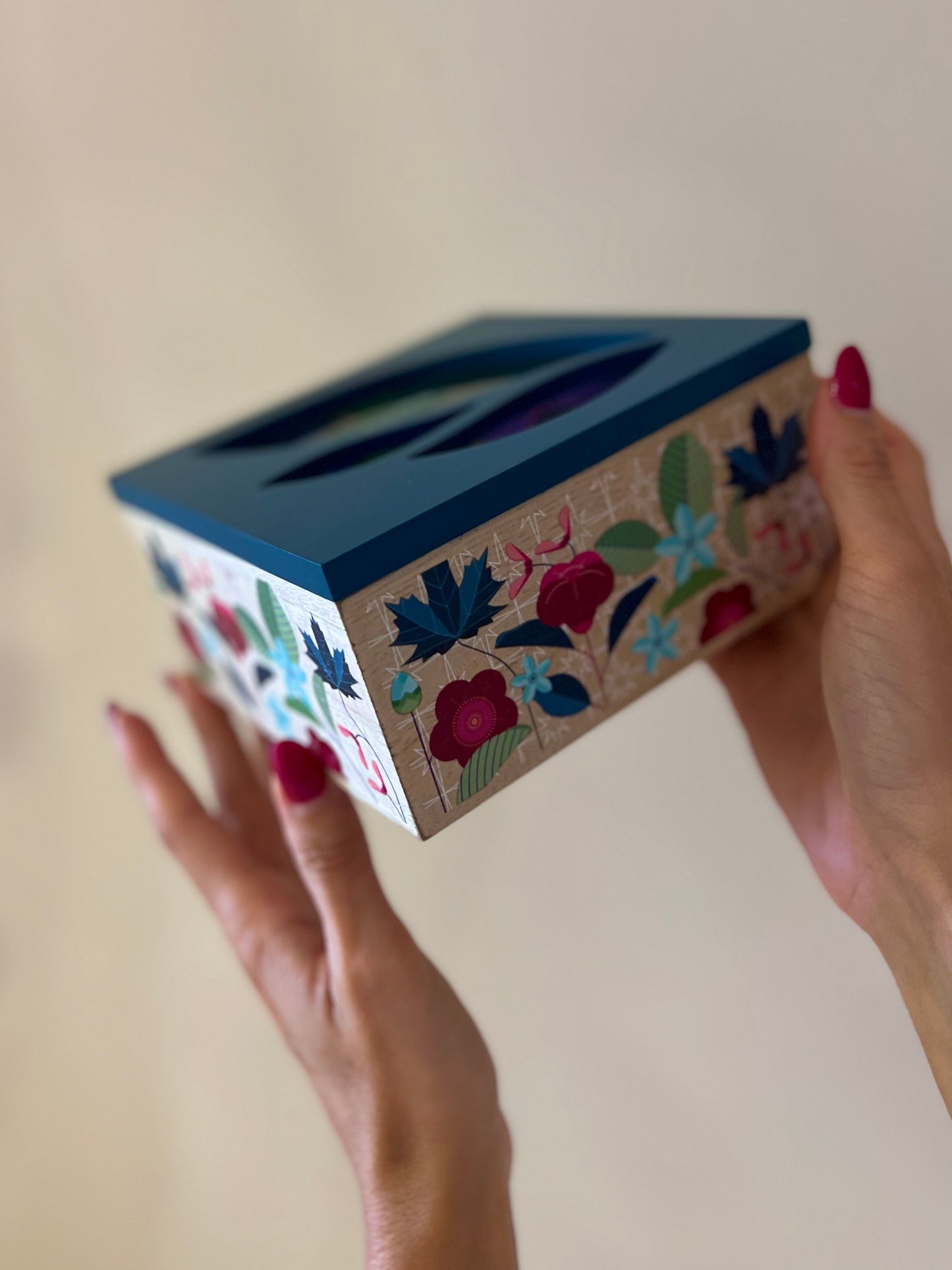 COFANETTO IN LEGNO 4 SCOMPARTI, 20 INFUSI-BLU