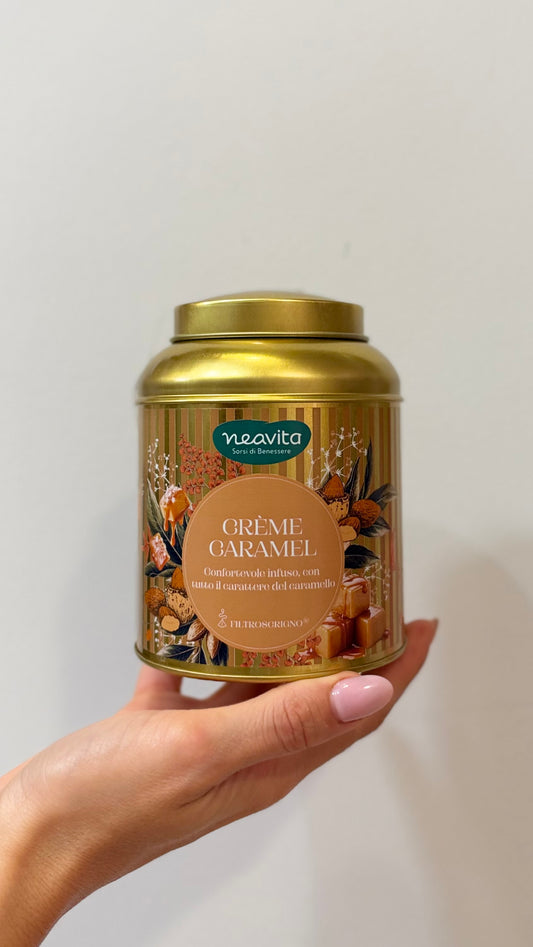 CADDY IN LATTA CON INFUSO CREME CARAMEL, 12 filtro scrigno