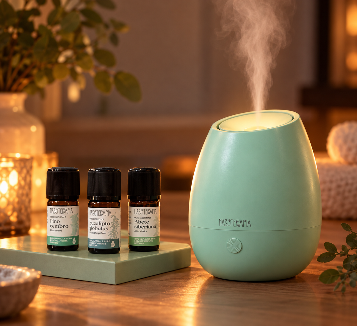DIFFUSORE A ULTRASUONI Bloom, set con 3 oli essenziali