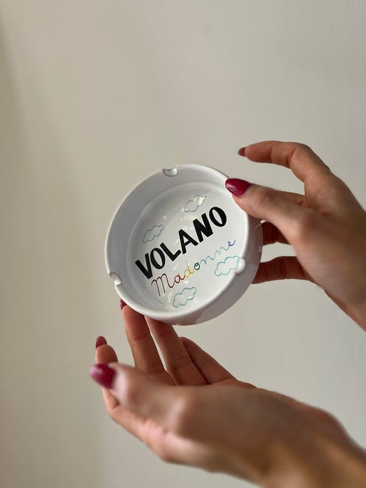"VOLANO MADONNE" POSACENERE IN CERAMICA DIPINTO A MANO