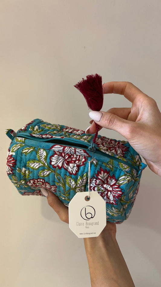 TROUSSE DE TOILETTE EN COTON - “LIGHT BLUE”
