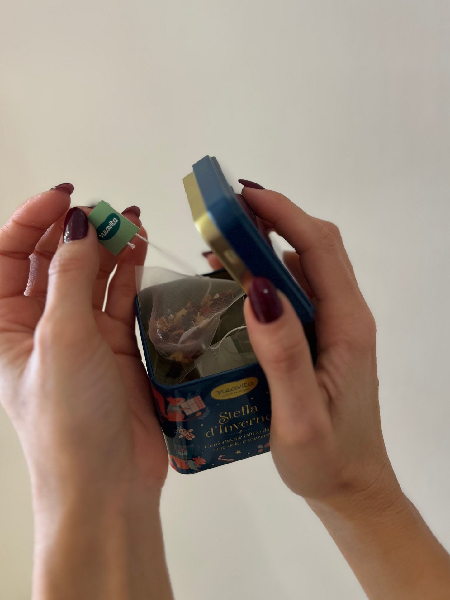 BARATTOLINO CADDY BLU CON INFUSO "STELLA D'INVERNO"