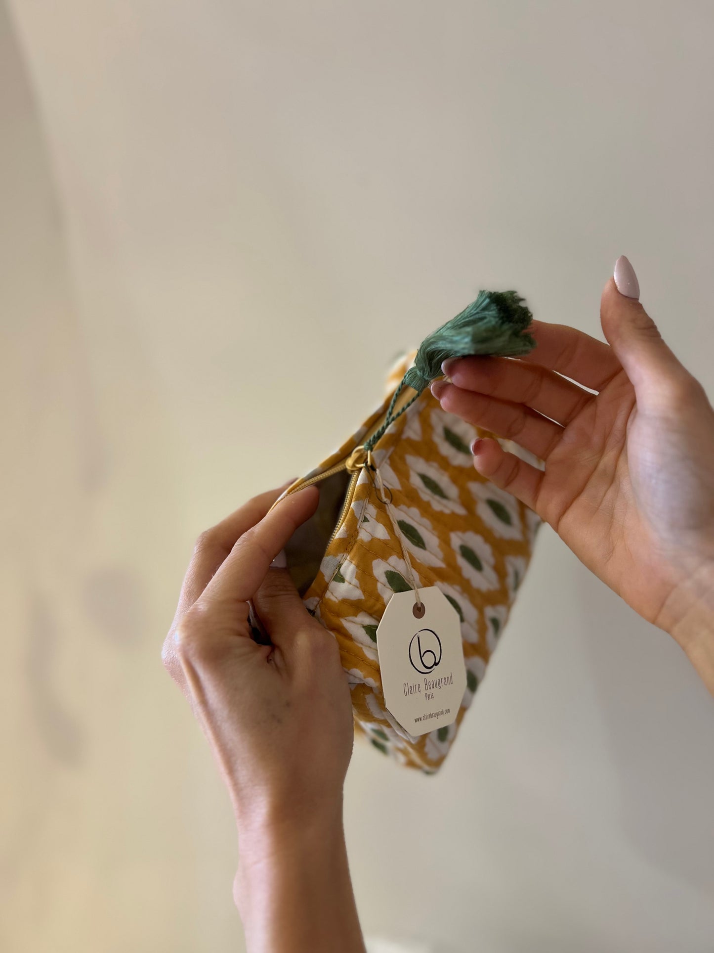 TROUSSE DE TOILETTE EN COTON - “GREEN YELLOW”
