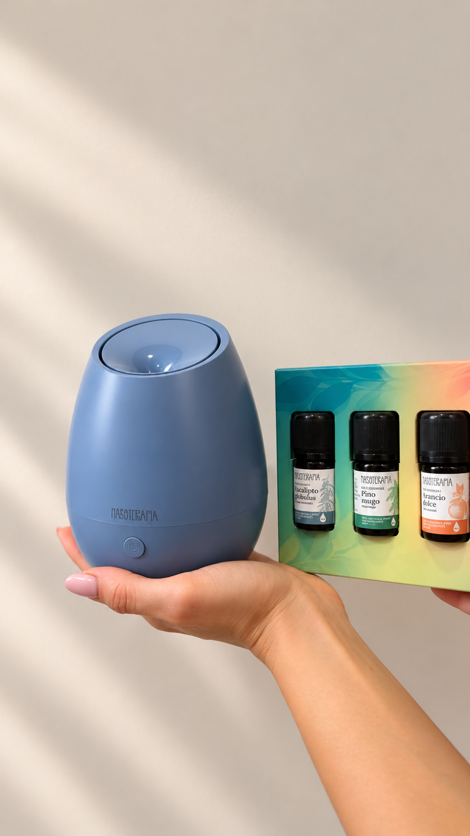 DIFFUSORE A ULTRASUONI Bloom, Respiro & Rifugio, set con 3 oli essenziali